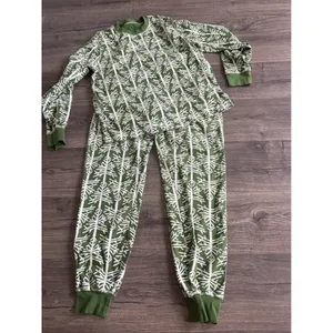 Pact Organic Cotton Pajama Set Green White Tree Print Large Womens Loungewear thumbnail 2