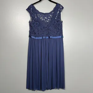 David's Bridal Blue Lace Top Formal Midi Length Dress - Women's Plus Size 18 thumbnail 8