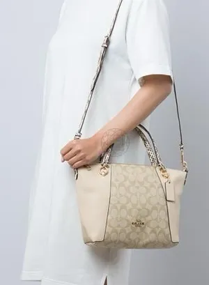 Coach C7261 Kacey Signature Canvas Snake Colorblock Handles Satchel Crossbody thumbnail 1