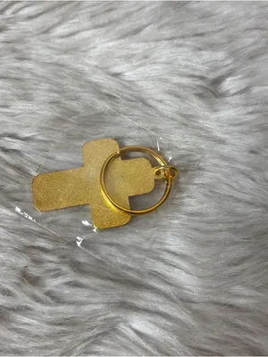 American Flag Gold Tone Cross Keyring Blue thumbnail 2
