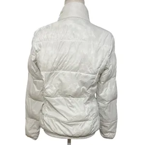 True Religion White Lightweight Puffer Jacket Women’s Medium Logo Zip Coat thumbnail 3