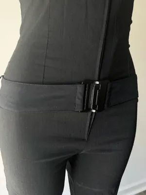 Vintage Luly K Black Belted Halter Jumpsuit thumbnail 4
