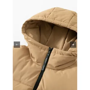 Puffit‎ Women's Small Hooded Mid Length Puffer Jacket Splashproof Modern Taupe thumbnail 4
