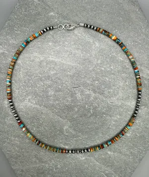 18” Navajo Style Sterling Silver Pearls Necklace thumbnail 4