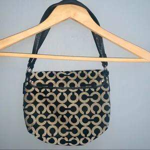 Vintage coach double c logo black shoulder bag thumbnail 6