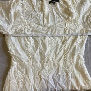 NWOT Lulus Morning in Mallorca White Cotton Eyelet Short Sleeve Mini Dress thumbnail 10