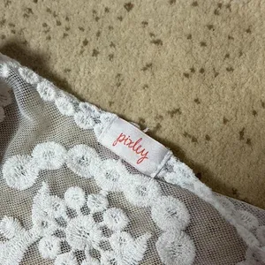Pixley White Floral Lace Mesh Open Front Cardigan Fairycore Shrug S SFT2008‎ thumbnail 4