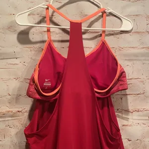 Nike workout tank pink built in padded bra XL strappy t back loose fitting logo thumbnail 6