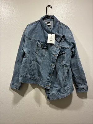 Light Denim Asymmetrical Jean Jacket - Women thumbnail 2