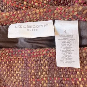 Vintage ‘00s Liz Claiborne Brown & Burgundy Textured Knee Length Skirt thumbnail 8
