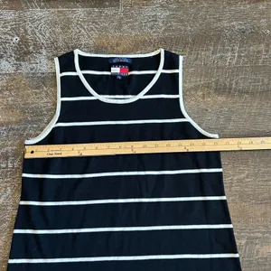 Vintage Tommy Hilfiger Black White Striped Cotton Knit Sleeveless Top Small thumbnail 3