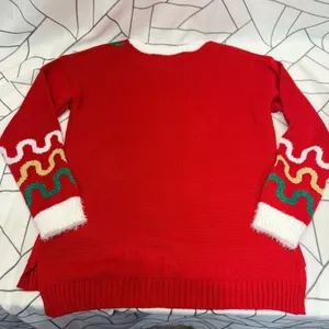 Celebrate Together Ugly Christmas Sweater‎ M Red Gingerbread Candy Cane Glitter thumbnail 6