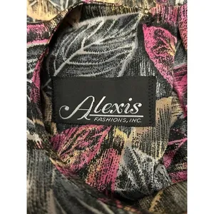 Vintage Alexis‎ Fashions Pink Black Drop Waist Pleated Midi Dress 80s Size Small thumbnail 4