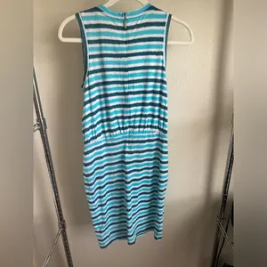 Michael Michael KORS Teal, Turquoise and White Striped Dress. thumbnail 2