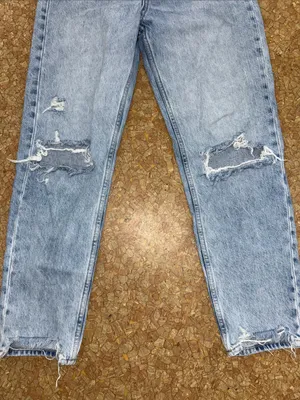 Zara Light Blue Distressed Boyfriend Jeans thumbnail 2