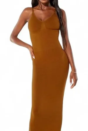 Yitty Smooth As Hell Long Lounge‎ Dress Brown XL Bodycon Maxi Casual Lounge thumbnail 1
