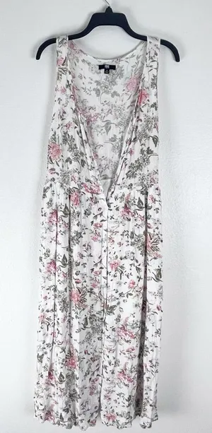 FRYE Floral Sleeveless Front Button Pleated Bodice Lined Maxi Dress Size Medium thumbnail 1