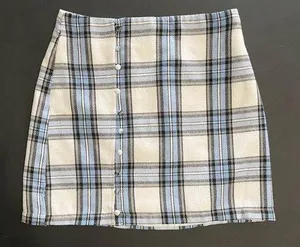 BLUE RAIN Plaid Fleece Button Lined Mini Skirt Y2K Women’s Sz S EUC thumbnail 1