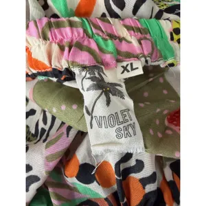 Violet Sky Womens‎ Tropical Jungle Print Smocked Off Shoulder Crop Top XL thumbnail 3