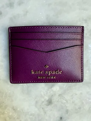 kate spade Purple Saffiano Leather Card Case with Gold Logo purple/violet 💜 thumbnail 3