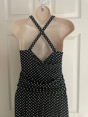 Vince Camuto Navy and White Polka Dot Maxi Dress‎ thumbnail 3