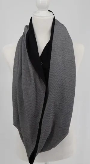 lululemon Vinyasa Scarf Wrap Black Gray Striped Snap Infinity Athleisure OS thumbnail 1