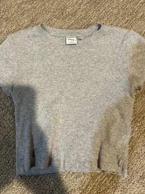 Aritzia Ribbed Grey Baby Tee thumbnail 1