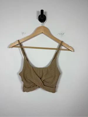 Beach Riot Kenzi Bikini Top Gold Shimmer Twist Front Swim Top Size S thumbnail 5