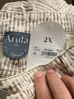 Arula Charli Mocha Ivory Stripe Cargo Pants NWT 2X thumbnail 5