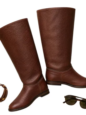 Eddie Bauer Brown Leather Tall Riding Boots Vibram Sole Women Approx US 8 EU 39 thumbnail 1
