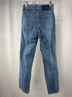Abercrombie & Fitch The Ankle Straight Ultra High Rise Jean in Blue Size 24 thumbnail 4