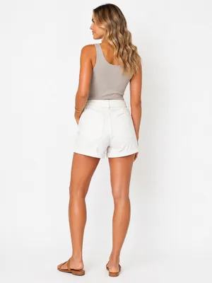 a.n.a White Denim High Rise Midi Shorts thumbnail 2