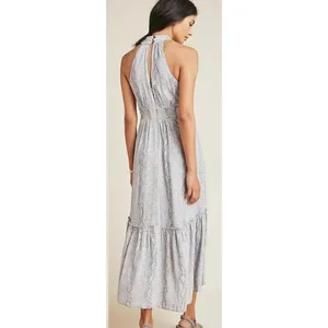 Anthropologie Marfa Snake Print Halter Wrap Midi Dress Size 4 Boho thumbnail 2