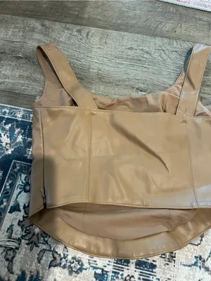 Abercrombie Brown Faux-Leather Corset Tank Top - Women thumbnail 6