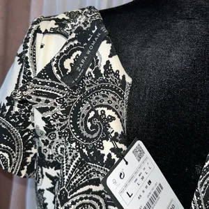 Zara Woman Size L Paisley Short Sleeved Dress thumbnail 10