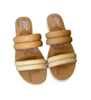Sorel Ella Puff Slide Sandals Tan Cream Womens 8‎ thumbnail 1