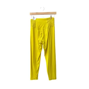 aerie offline real me 7/8 smocked waist leggings in yellow size large NWT thumbnail 3