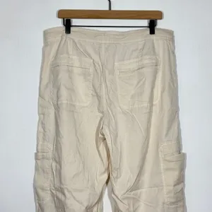 American Eagle Baggy Wide Leg Pant Size XL XXL 2X Ivory Drawstring Utility Cargo thumbnail 6