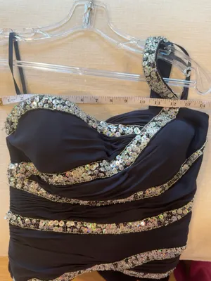 Navy Blue One Shoulder Sequin Beaded Formal Maxi Dress Evening Gown thumbnail 6