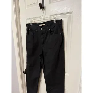 Levis 80s Mom Jeans Black High Waisted Tapered Leg Denim‎ Pants Size 32 thumbnail 4
