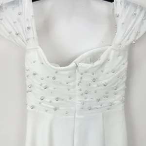 Lulus Immensely Charming White Mesh Pearl Bustier Maxi Dress Wedding Small NWT thumbnail 9
