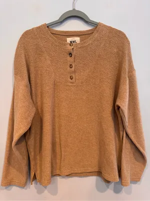 Madewell Cozybrushed Fleece Henley Sweater Top Size L thumbnail 2
