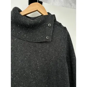 Talbots Sweater Dress Large Gray Speckled Button Cowl Neck Minimalist‎ Career thumbnail 2