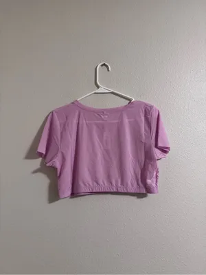 NWT AERIE SMOOTHEZ Women’s Lavender Short Sleeve Crop Top - Casual Everyday Tee thumbnail 3