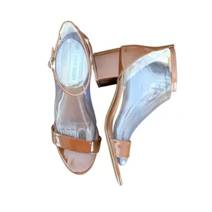 Steve Madden Womens Tan Patent Leather Block Heel Ankle Strap Sandals Size 9 thumbnail 4