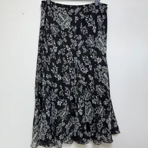 VTG 90s Women Fairy Grunge Maxi Skirt‎ Black Floral Chiffon Pull On Whimsigoth thumbnail 4