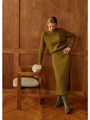💕SEZANE💕 Ribbed Knit Set: Sami Jumper (Medium) + Naelle Skirt (Large) Green thumbnail 5