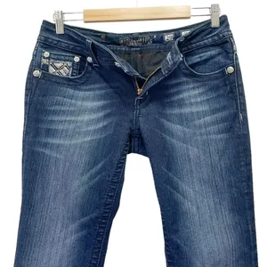 Miss Me Y2K Jeans Women's Size 29 Bling Rhinestone Back Flap Bootcut Dark Wash thumbnail 7