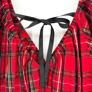 Old‎ Navy Tartan Plaid Mini Dress Womens Medium Red Smocked Puff Sleeve Holiday thumbnail 9