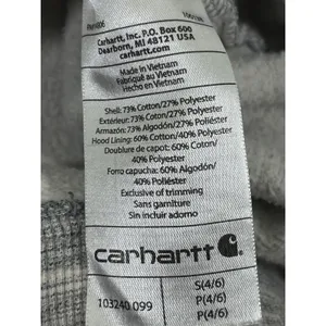 Carhartt Women Striped Quarter Zip‎ Hooded Sweatshirt Relaxed Fit Cozy Gray Sz S thumbnail 8